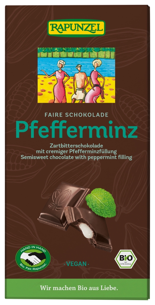 Zartbitter Schokolade mit Pfefferminzfüllung HIH