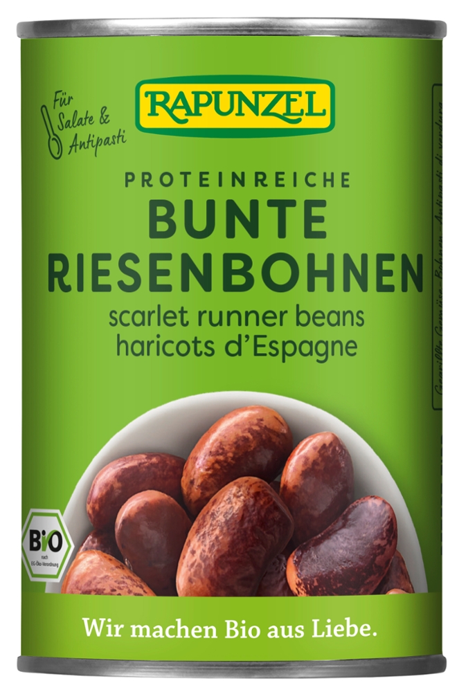 Bunte Riesenbohnen in der Dose