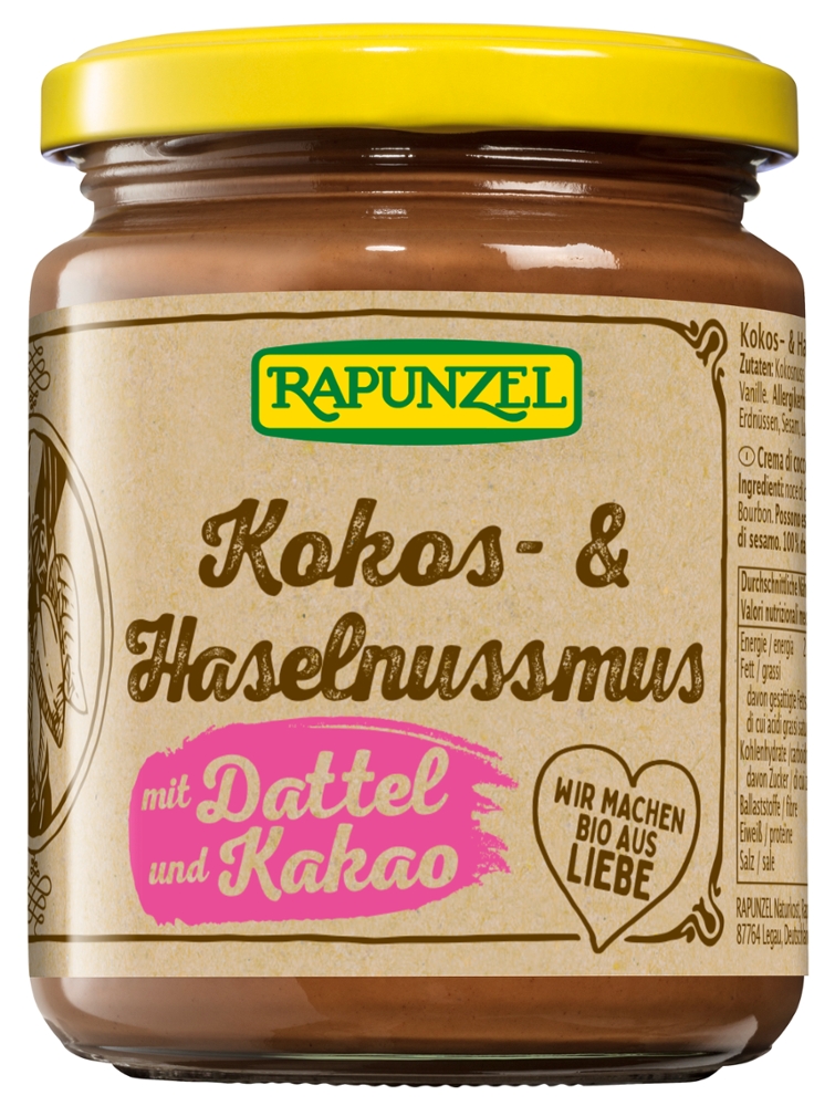 Kokos- & Haselnussmus mit Dattel und Kakao