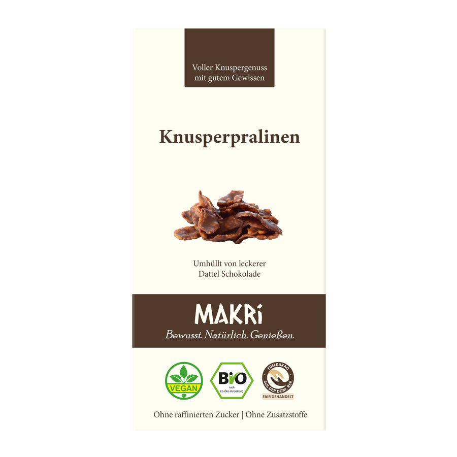 Knusperpralinen mit Dattel Schokolade, Cornflakes, Mandeln und Mandelmus