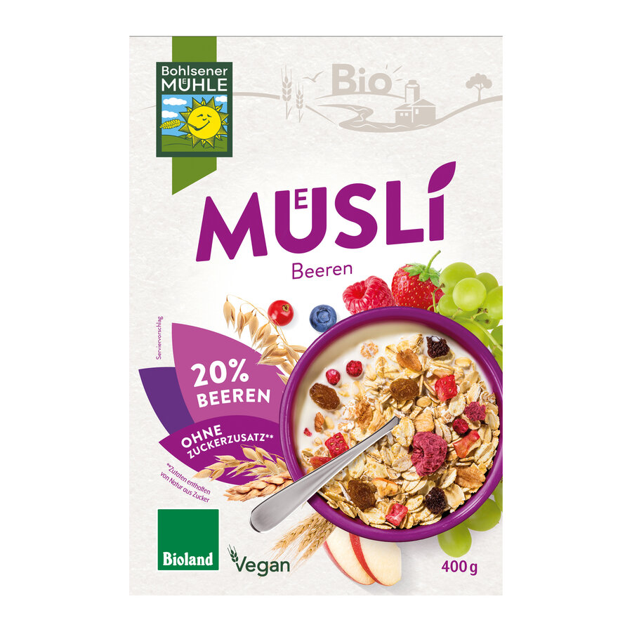 Beeren Müsli Bioland mit 20 % getrockneten Beeren