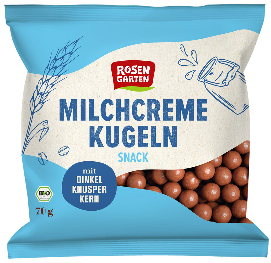 Milchcreme-Kugeln mit Dinkel-Knusper-Kern
