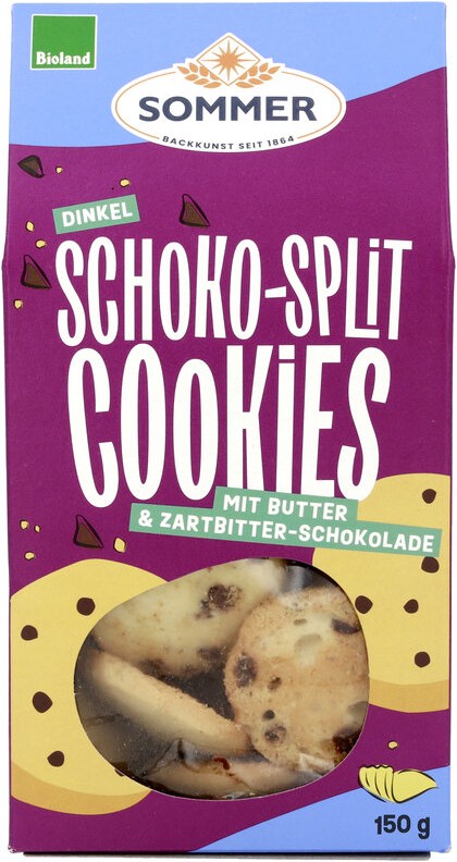BIOLAND Dinkel Schoko Split Cookies mit Butter und Zartbitter-Schokolade