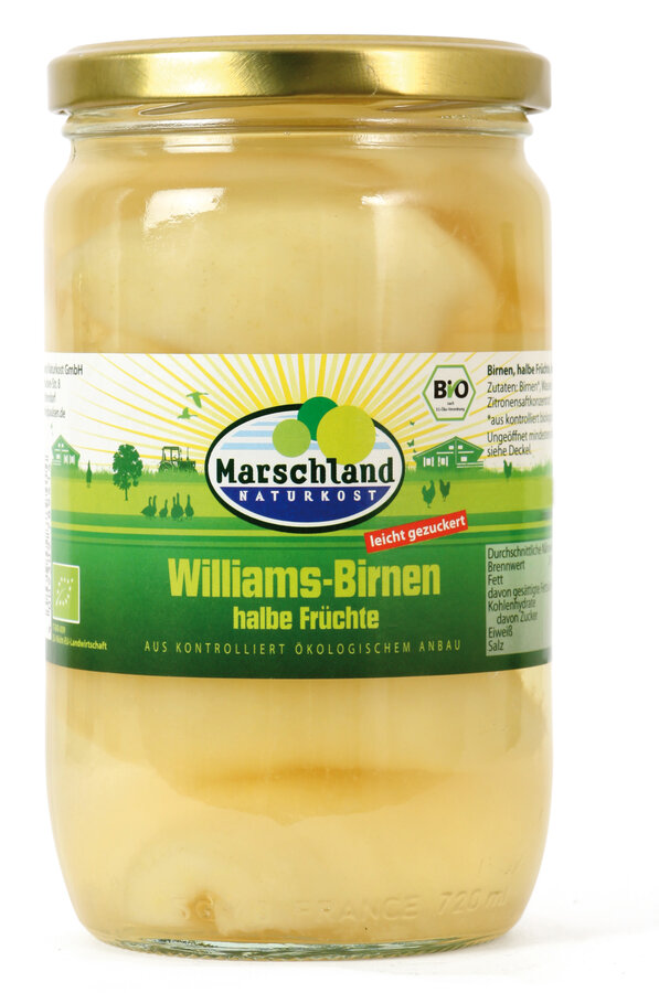 Bio-Birnen, halbe Frucht  Gl. MARSCHLAND