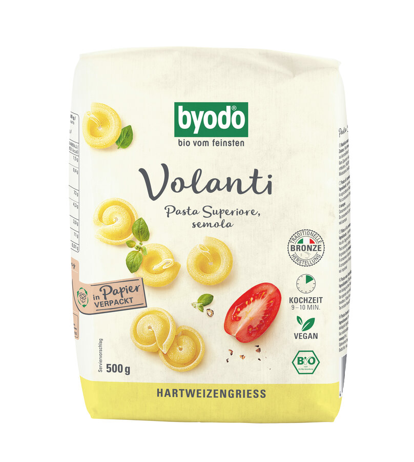 Volanti, Pasta Superiore, semola (gedrehte Hütchen)