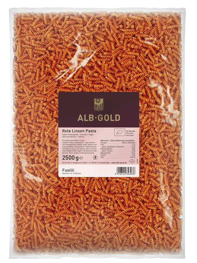 Rote Linsen Fusilli