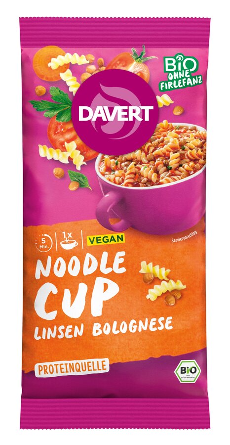 Noodle-Cup Linsen Bolognese vegetarisch