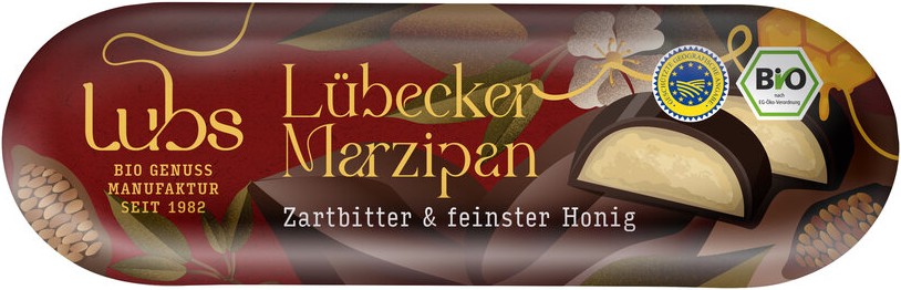 Lübecker Marzipanbrot mit Honig - Zartbitterschokolade, glutenfrei