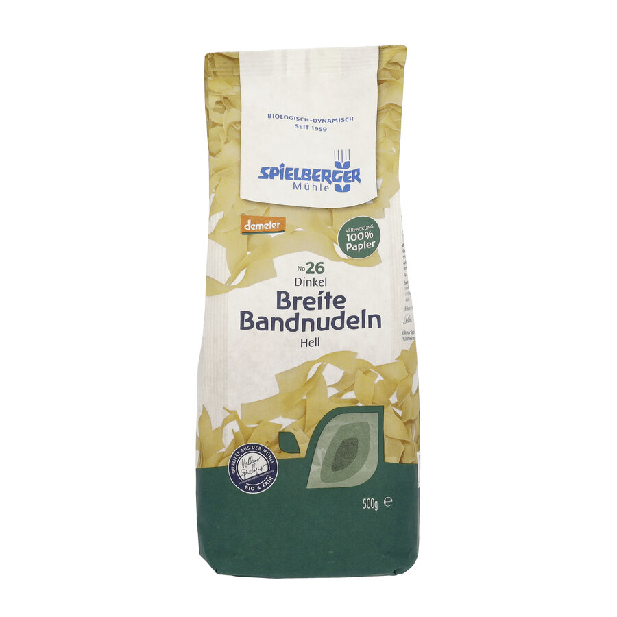 Breite Dinkel Bandnudeln, hell, demeter