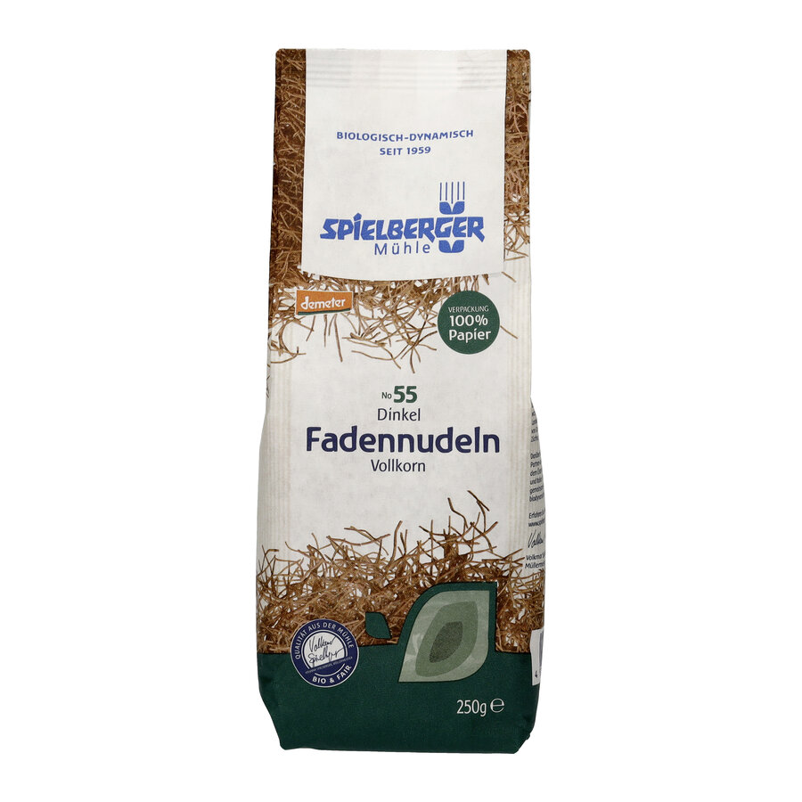 Dinkel Fadennudeln, vollkorn, demeter