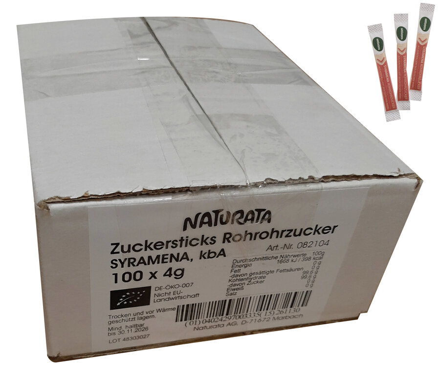 Zuckersticks aus Syramena Rohrohrzucker
