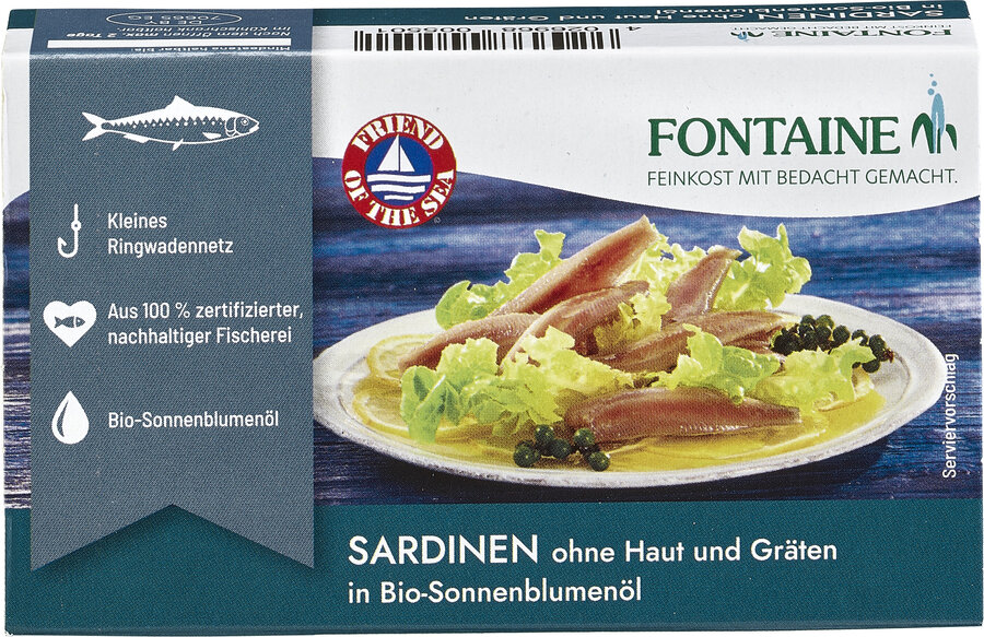Sardinenfilets in Bio-Sonnenblumenöl