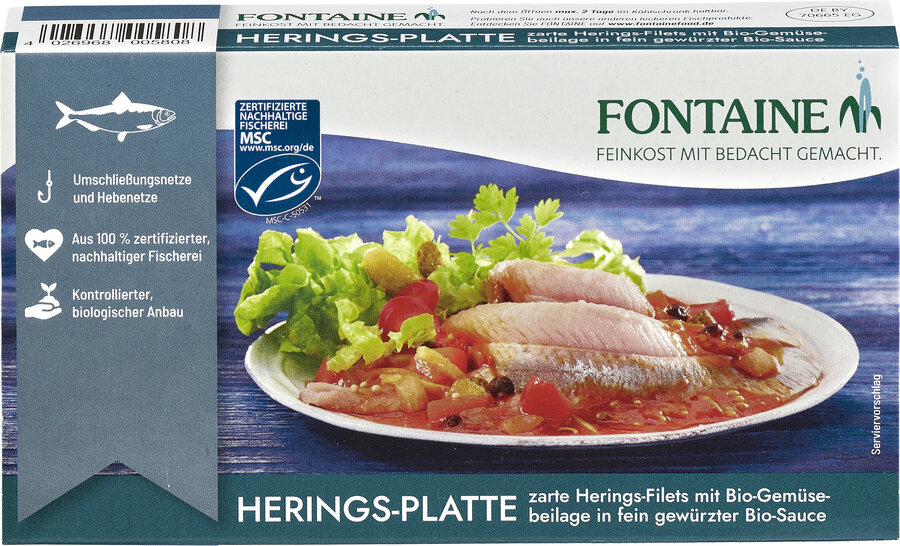 Heringsplatte in Bio-Sauce