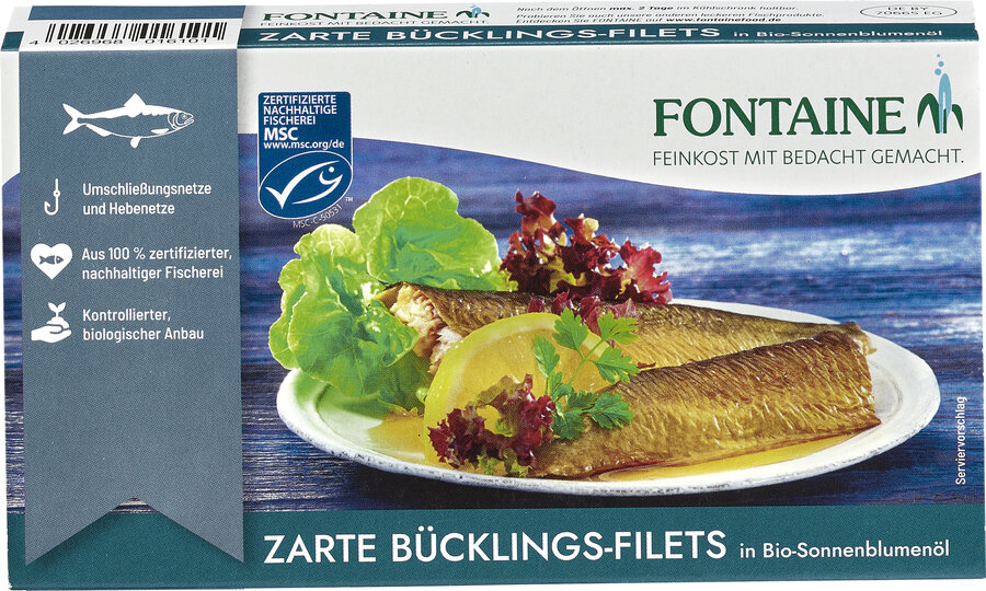 Heringsfilet Bückling in Bio-Sonnenblumenöl - mild geräuchert