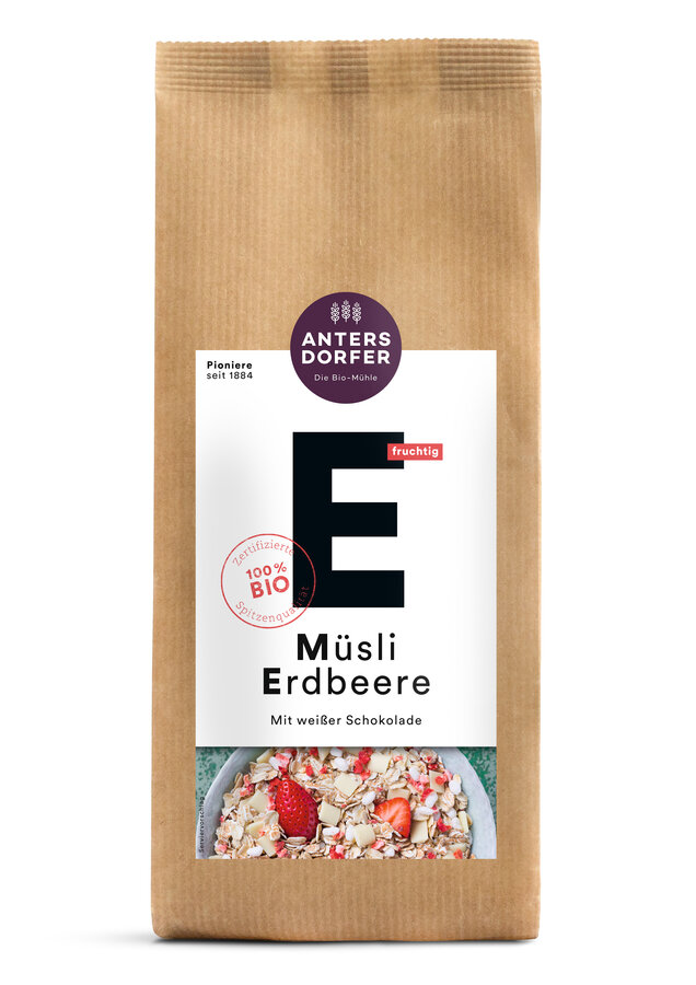 Müsli Erdbeee (mit weißer Schokolade)