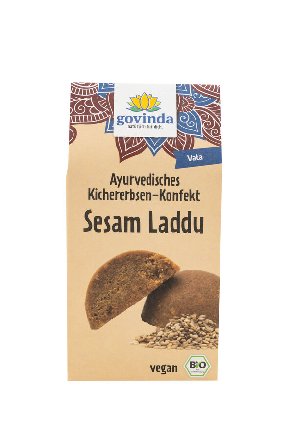 Ayurvedisches Kichererbsen-Konfekt Sesam Laddu