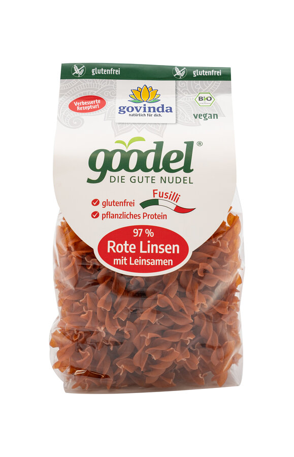 Goodel DIE GUTE NUDEL Fusilli 97 % Rote Linsen mit Leinsamen