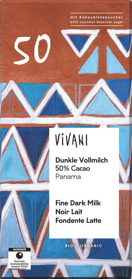 Dunkle Vollmilch 50% Cacao Panama mit Kokosblütenzucker