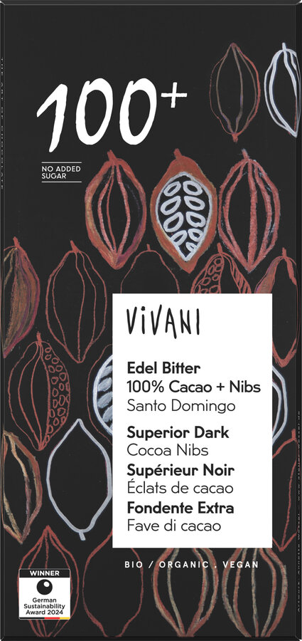 Edel Bitter 100% Cacao + Nibs, Santo Domingo