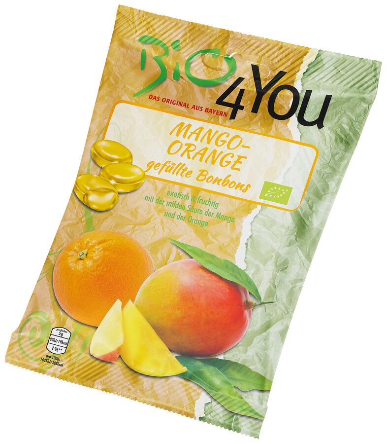 Bio-Bonbon-Mango-Orange, gefüllt
