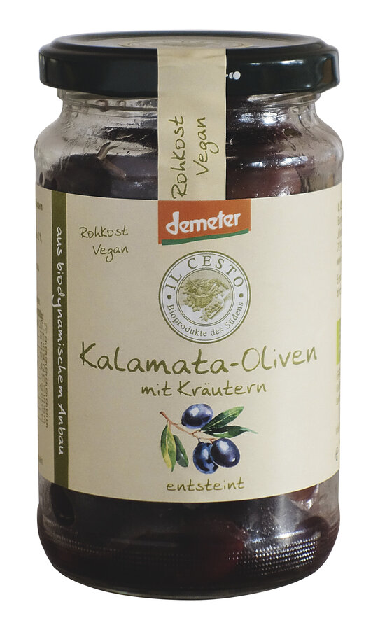 Demeter Griech. Kalamata-Oliven mit Kräutern entsteint
