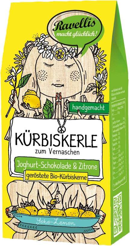 "YOKO-LEMON" Geröstete Bio-Kürbiskerne veredelt mit veganer weißer & Zitrone