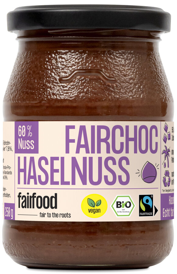 Fairchoc Haselnuss-Schoko-Creme (250g, Pfandglas klein, & Fairtrade)