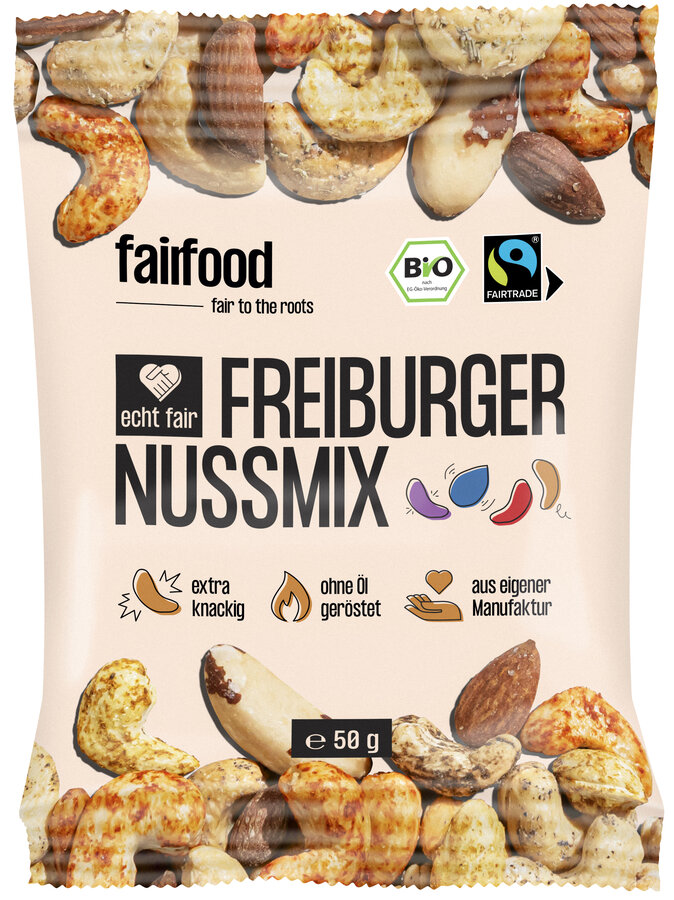 Freiburger Nussmix geröstet & bunt gewürzt (50g Snackbag), & Fairtrade