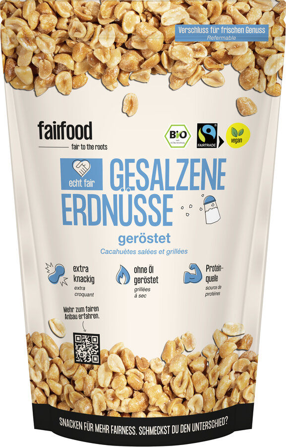 Faire Erdnüsse geröstet & gesalzen (125g, Beutel, & Fairtrade)