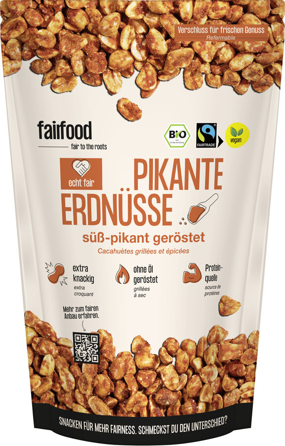 Erdnüsse pikant geröstet (125g, Beutel, & Fairtrade)