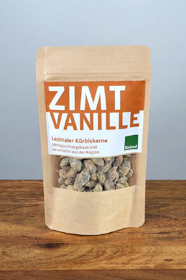 Geröstete Kürbiskerne mit Zimt und Vanille ummantelt