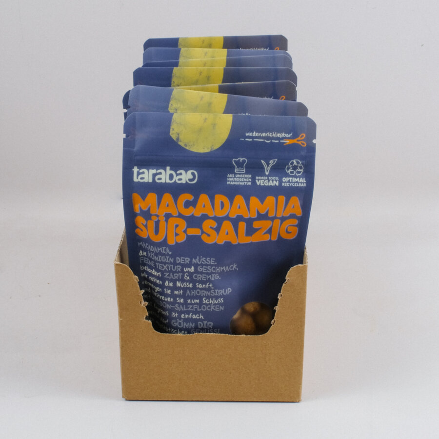 Macadamia süß-salzig im 130-g-Doypack