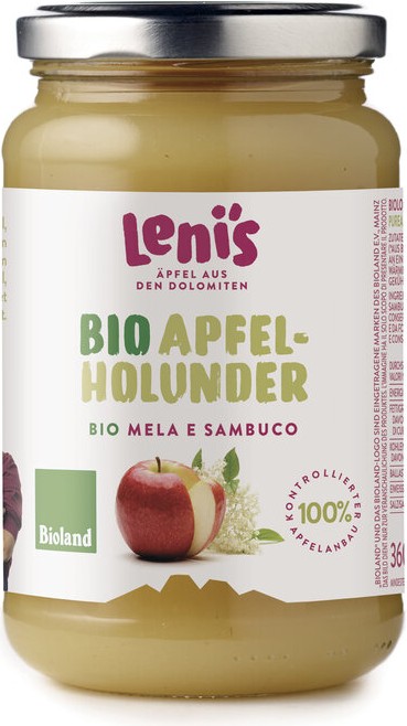 Leni's Bioland Apfelmark mit Holunderblüten