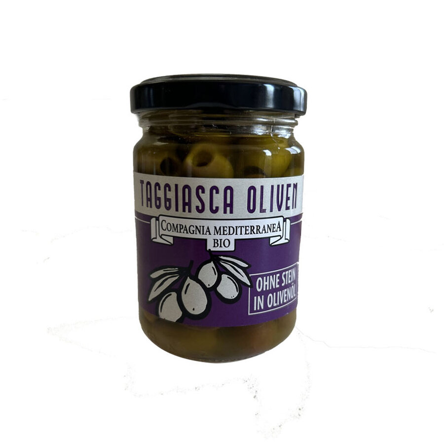 Ligurische Taggiasca Oliven in nativem Bio-Olivenöl extra