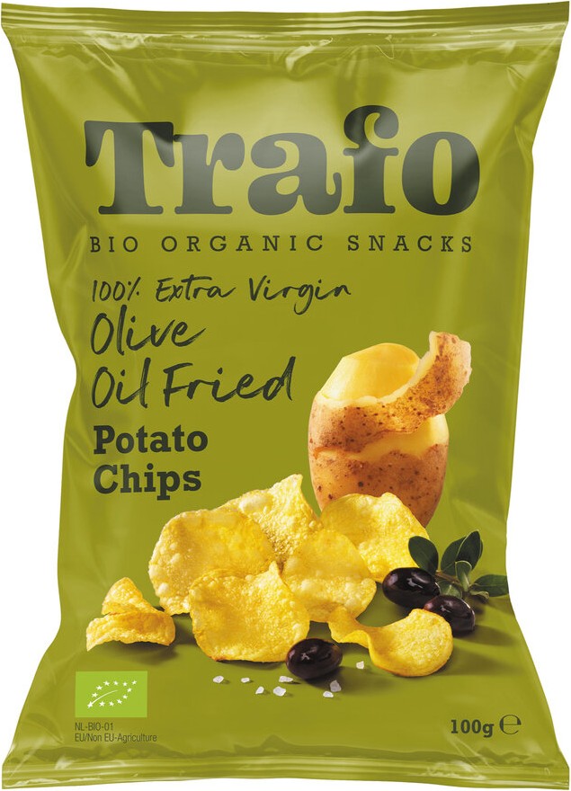 Chips frittiert in Olivenöl, leicht gesalzen