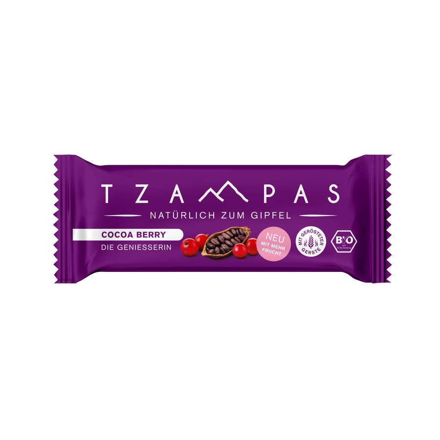 Energieriegel Cocoa Berry - Die Genießerin. Natürlich zum Gipfel. Mit ge