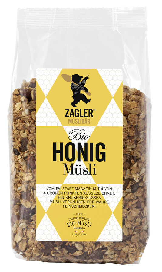 Bio-Honigmüsli, knusprig gebaken